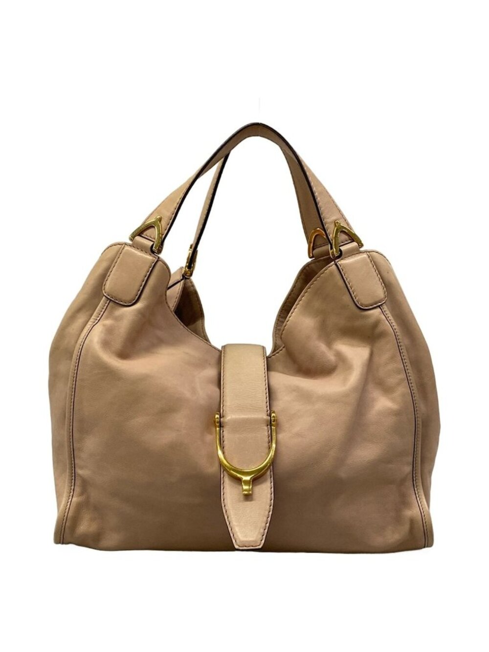 Gucci Handbag Soft Stirrup Pink Beige Leather